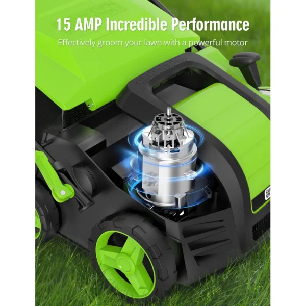 16 Inch+15+Amp+Electric+Dethatcher+Scarifier,+2024+Upgraded+Lawn+Dethatcher+With+5 Position+Depth+Adjustment,+14.5+Gal+Removable+Thatch+Collection+Bag,+Quick Fold,+Keeps+Lawn+Health (7)